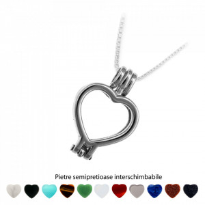 Pandantiv Magic Pendant - Magic Love, placat cu argint, Secret Stone Collection, cu pietre semipretioase interschimbabile