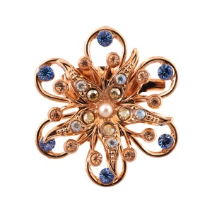 Brosa placata cu Aur roz de 24K, cu cristale originale, Marie Antoinette | 2016-5005RG